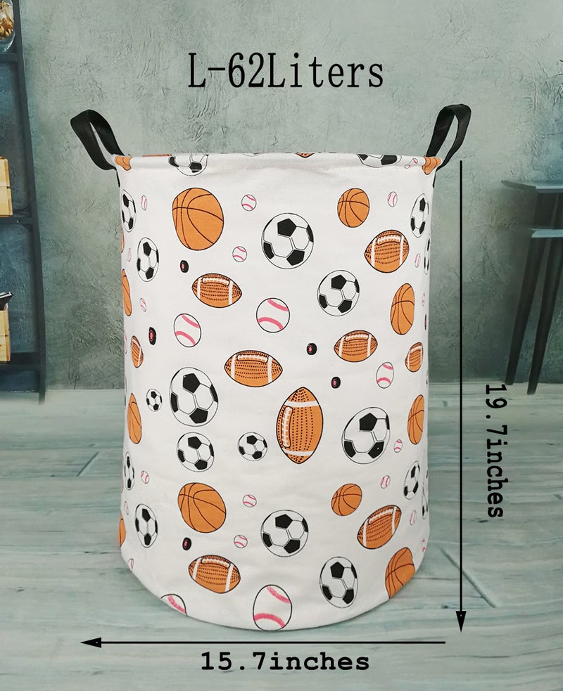 KUNRO Large Sized Round Storage Basket Waterproof Coating Organizer Bin Laundry Hamper for Nursery Clothes Toys (Balls) - Image 2